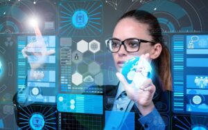 Artificial Intelligence touch interaction screen depiction Artificial Intelligence touch interaction screen depiction